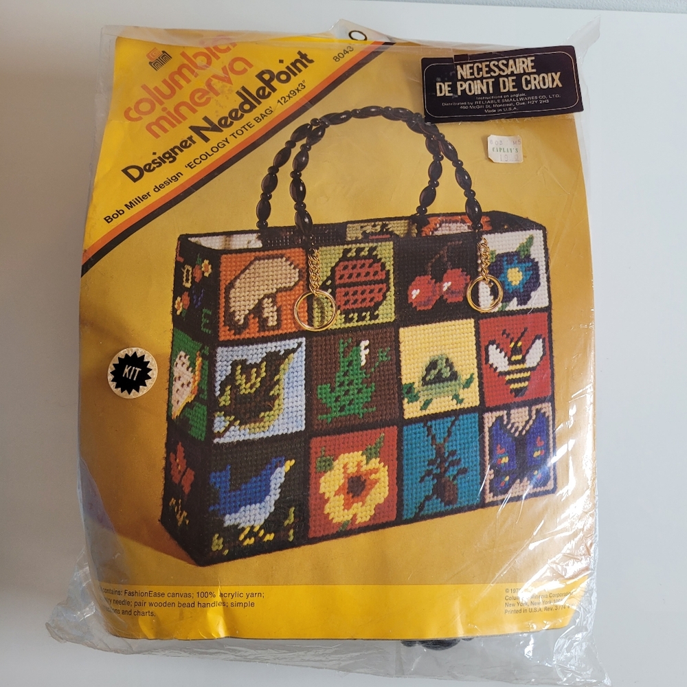 Columbia Minerva Designer Needlepoint Kit Ecology Tote Bag